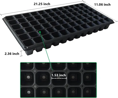 Miniatura 2 de RooTrimmer Bandejas Profundas de 72 Celdas para Plántulas, Bandeja de Conexión Gruesa y Duradera de 72 Celdas con Celdas Grandes para Semillas