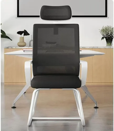 Miniatura 3 de Silla de oficina ergonómica, sillas de escritorio de oficina en casa, silla de oficina de malla, silla ejecutiva de malla con reposacabezas Blanco B
