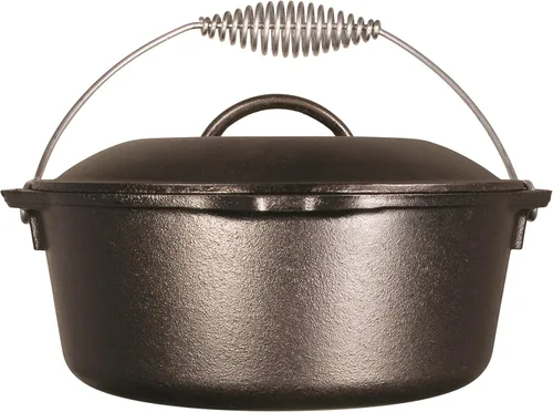 Miniatura 2 de Lodge Horno holandés de hierro fundido pre-sazonado de 5 cuartos de galón con tapa, mango de alambre para una fácil transferencia de la superficie