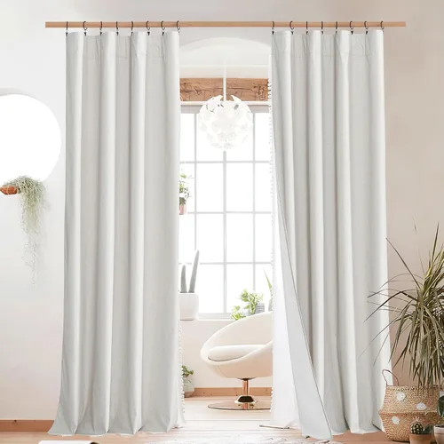 Miniatura 98 de NICETOWN Cortinas 100% opacas de 63 pulgadas de largo, 2 paneles de cortinas cortas con aislamiento térmico con forro para dormitorio, cortinas