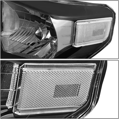 Miniatura 3 de DNA MOTORING Conjunto de faros delanteros (lado del conductor y del pasajero) compatible con Tundra 14-17, negro transparente, HL-OH-TTUND14-BK-CL1