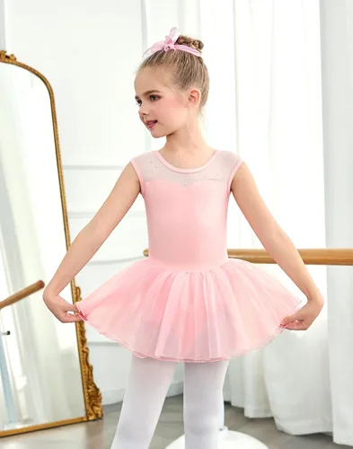 Miniatura 4 de Zaclotre Leotardo de Ballet para Niñas con Espumas Brillantes Sin Mangas de Malla, Vestido de Baile, Tutú, Traje de Bailarina para Niños