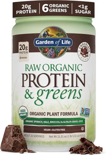 Garden of Life Proteína orgánica cruda y verduras, cacao de chocolate, 1 lb 5.51 oz (610 g)
