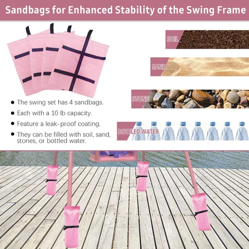 Miniatura 5 de Conjunto de columpio plegable para niños pequeños, conjunto de columpio para bebé para interiores y exteriores para el patio trasero, diseño seguro