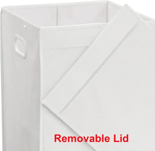 Miniatura 6 de Simple Houseware Cesta plegable para ropa sucia con tapa, color blanco