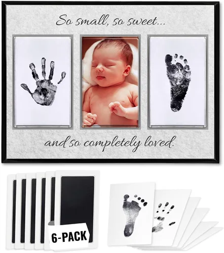 Miniatura 8 de Kit de manos y huellas sin tinta, placa de recuerdo de bebé y regalos de baby shower, ideal como regalo de mamá, marcos de fotos de guardería, kit