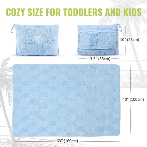 Miniatura 6 de BOACAY Manta de viaje para niños pequeños para avión, automóvil, manta suave para niños para guardería, almohada para niñas, niños con clip
