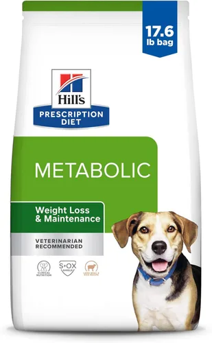 Hill's Prescription Diet Metabolic Weight Management - Alimento seco para perros con fórmula de harina de cordero y arroz, dieta veterinaria, bolsa