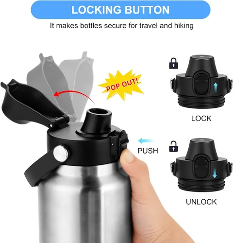 Miniatura 2 de EIPOSAU Spout Lid for YETI Rambler Bottle, BPA Free, Ideal Chug Cap for YETI, Fits 18 26 36 64 oz Bottles, Replacement Lids with Push Button & Lock