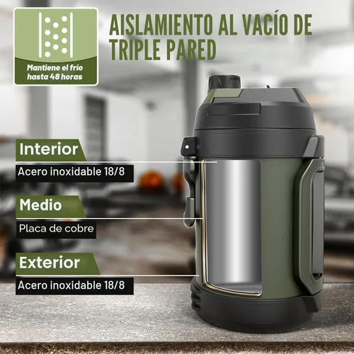 Miniatura 7 de Hydraful Jarra de galón, botella de agua grande de 128 onzas, jarra deportiva de acero inoxidable aislada, botella de agua de triple pared de vacío