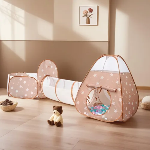 Miniatura 2 de Tienda de campaña desplegable 3 en 1 para niños con túnel y piscina de pelotas para niños, niñas, bebés y niños pequeños, casa