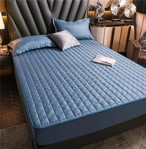 Miniatura 15 de FCLDESHOP Funda de cama, sábanas bajeras gruesas y acolchadas de color sólido, para habitación de los niños, con estampado de animé, geometría, 59.1