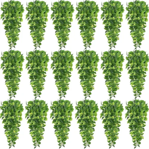 Miniatura 7 de Hoteam 12 Piezas Plantas Colgantes Artificiales de 32 Pulgadas Enredaderas de Hiedra Falsa con Hojas Falsas Plantas Artificiales de Patio Vegetación