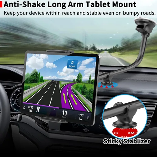 Miniatura 3 de APPS2Car Soporte para Tablet en Coche para iPad Portátil para Camiones Montura de Brazo Largo Extensión Ventosa Fuerte Montura para Parabrisas