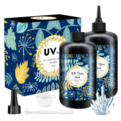 Resina UV Cristal Clara y Dura Fórmula Mejorada de Curado Rápido Ultravioleta para Joyería, Decoración Artesanal, Pegamento Duro Transparente de