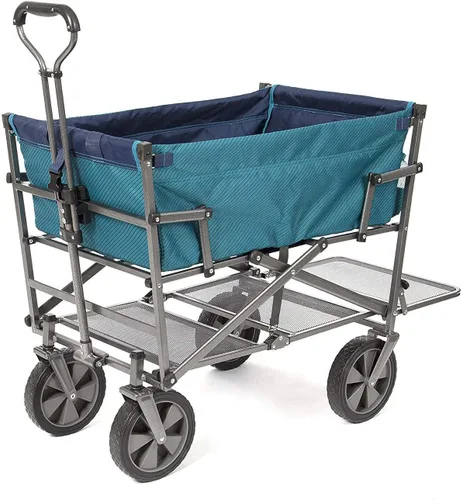 MacSports Carritos de Dos Pisos Resistentes Plegables para Exteriores Carrito Plegable Portátil Ligero Carrito Utilitario, Carrito Deportivo Todo
