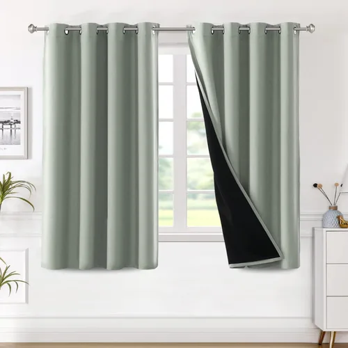 Miniatura 14 de H.VERSAILTEX Paneles de cortina 100% opacas de 45 pulgadas de largo, con aislamiento térmico, cortinas opacas con forro para dormitorio, dos capas