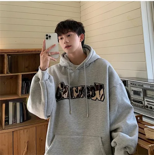 Miniatura 6 de Sudadera con capucha y cordón gráfico con estampado de letras para hombre, ropa moderna Emo Alt con bolsillos, trajes grunge