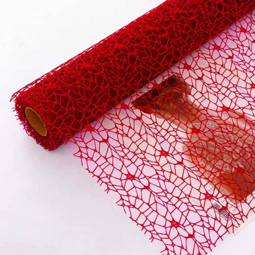 Miniatura 10 de Papel de regalo de malla de jacquard coreano con flores caladas 1 rollo, suministros para floristería, papel para envolver ramos de flores, Blanco