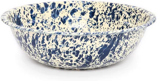 Miniatura 22 de Enamelware Cuenca pequeña, 4 cuartos de galón, Negro/Blanco Splatter (individual)