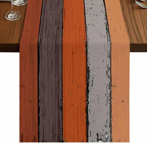 Miniatura 17 de Ocean Hues Farmhouse - Camino de mesa de lino y algodón, estilo retro, con textura de madera de granero rústica, degradado, azul, gris, Azul
