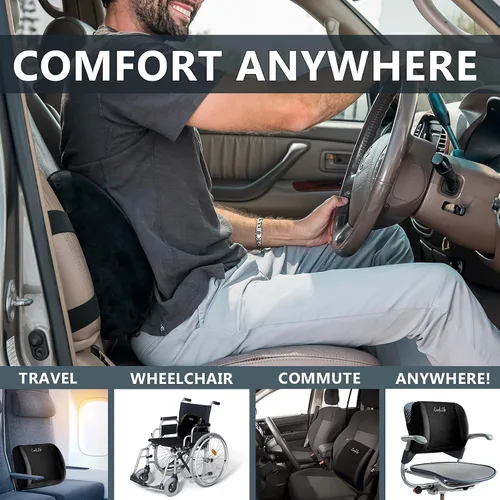 Miniatura 6 de ComfiLife - Cojín de respaldo lumbar para silla de oficina y asiento de coche, de espuma viscoelástica, con correa ajustable y malla 3D transpirable
