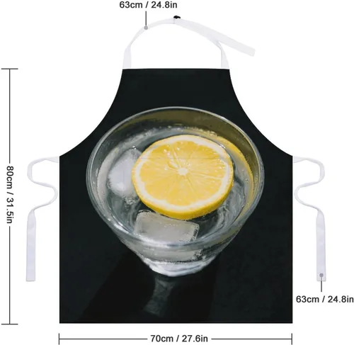 Miniatura 2 de MUSM Apron for Adults - 27.6 X 31.5 Inch, Heavy-Duty Polyester Aprons with Two Large Pockets, Waterproof Lemon And Cup Kitchen Apron for Cooking