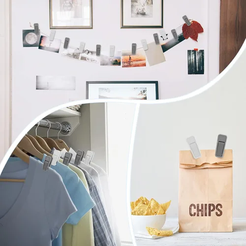 Miniatura 6 de Blcculi 50 clips de plástico para colgar bebés, agarre fuerte para perchas delgadas y de terciopelo (blanco)