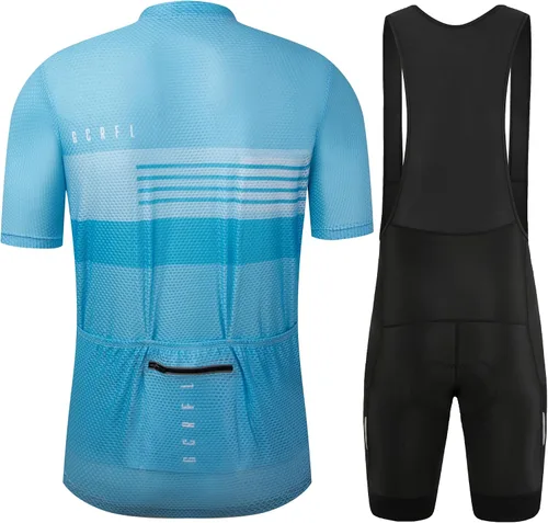 Miniatura 31 de GCRFL Conjunto de camiseta de ciclismo para hombre, camiseta ligera para ciclismo de carretera, pantalones cortos con bolsillos acolchados
