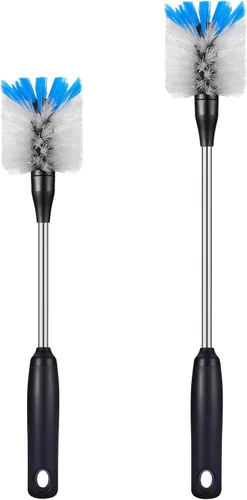 Miniatura 14 de MOSOLAN Cepillo para botellas de acero inoxidable con cabezal reemplazable, paquete de 2 cepillos de limpieza de mango largo para botellas de agua