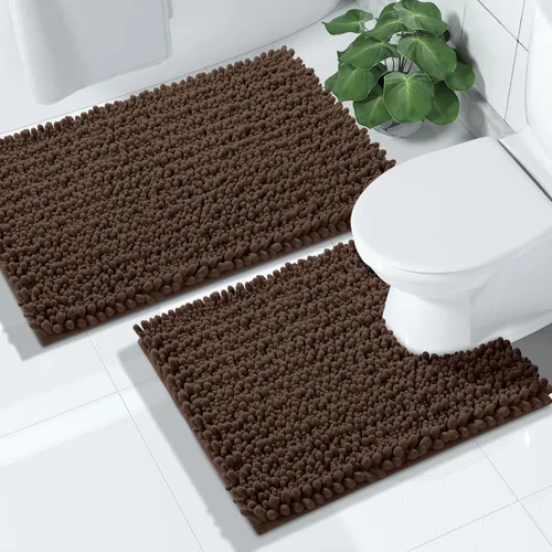 Miniatura 15 de Yimobra - Juego de alfombras de baño de 2 piezas - Alfombra de baño de felpa de lujo extra gruesa de secado rápido, antideslizante súper absorbente