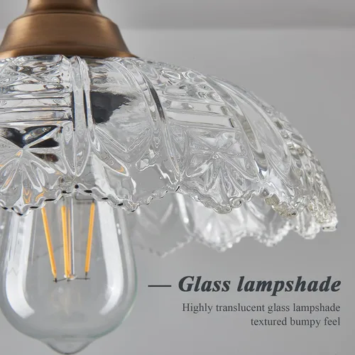 Miniatura 4 de Lámpara Colgante de 1 Luz con Pantalla de Vidrio de Metal Bronce Frotado con Aceite y Cable Ajustable, Lámpara Colgante de Techo Industrial