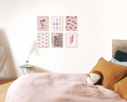 Miniatura 4 de Haus & Hues - Póster rosa con impresión de guepardo para decoración de pared de habitación, decoración artística para pared, sin marco, diseño