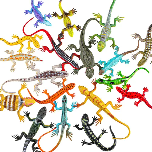 Sumind 18 piezas de juguetes de lagarto de plástico colorido modelo falso lagarto artificial de reptil para adolescentes y adultos, figura de