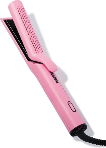 Miniatura 8 de Trademark Beauty Plancha plana para peinar el flujo de aire, alisador y rizador de pelo 2 en 1, placas de cerámica, revestimiento de turmalina, Negro