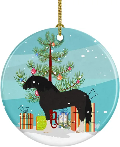 Miniatura 80 de Caroline's Treasures Adorno de cerámica de Navidad pintado o de codorniz chino, decoración colgante de árbol de Navidad verde azulado para el hogar