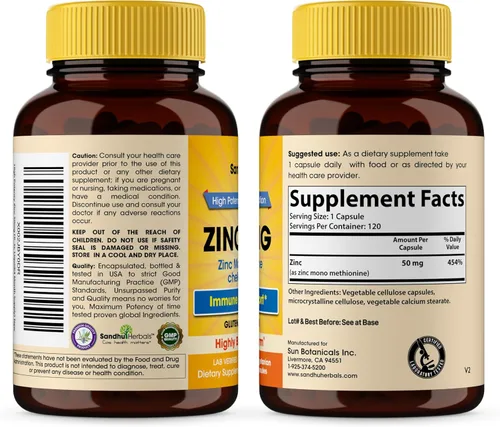 Miniatura 4 de Cápsulas de zinc de 50 mg para hombres y mujeres, 120 unidades Suplementos de zinc altamente absorbibles para apoyo del sistema inmunológico