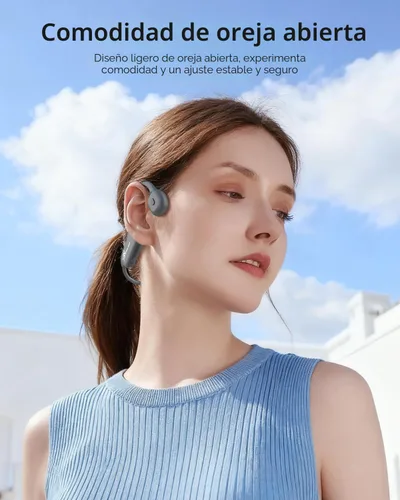 Miniatura 2 de SANOTO Auriculares de conducción ósea Bluetooth Auriculares abiertos con micrófono, auriculares ligeros de conducción ósea IPX5, impermeables, 2-Gris