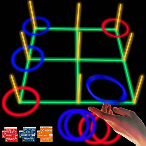 Juego para exteriores 3 en 1 de 18.2 pulgadas para adultos y familia, juegos de campamento, 5 anillos azules y 5 anillos rojos
