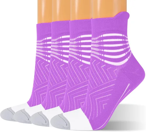 Miniatura 17 de Calcetines de compresión para el tobillo para mujer, con absorción Coolmax, deportivos y acolchados, alivio de la fascitis plantar, paquete de 2, 3