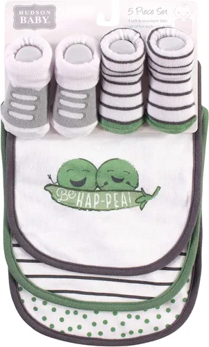 Miniatura 81 de Hudson Baby Conjunto de babero y calcetines unisex de algodón para bebé