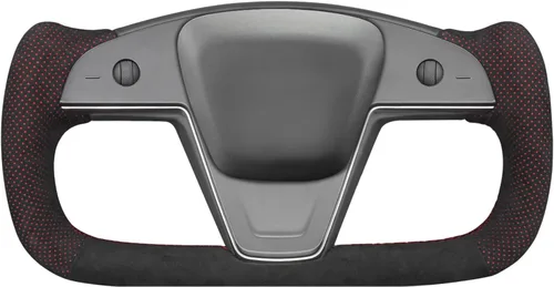 Miniatura 39 de MEWANT Funda para Volante de Coche de Fibra de Carbono Mate y Ante Cosida a Mano para Tesla Yoke Modelo S Plaid 2021-2023 / Modelo X 2021-2023