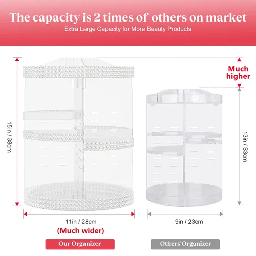 Miniatura 2 de Awenia Organizador de maquillaje giratorio de 360 grados, almacenamiento de maquillaje ajustable, 7 capas de gran capacidad, unidad
