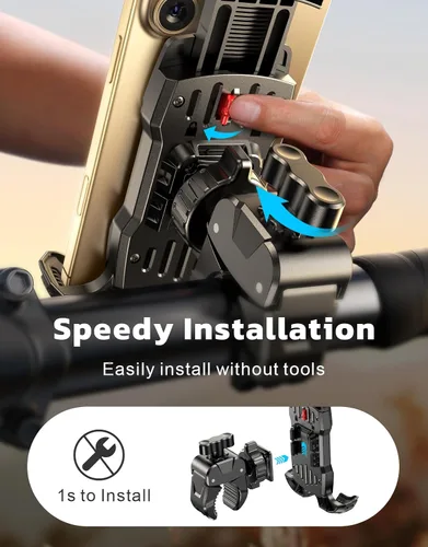 Miniatura 5 de Soporte de teléfono para motocicleta, [bloqueo de un clic] soporte para teléfono de bicicleta, [protección acolchada mejorada] Soporte de teléfono