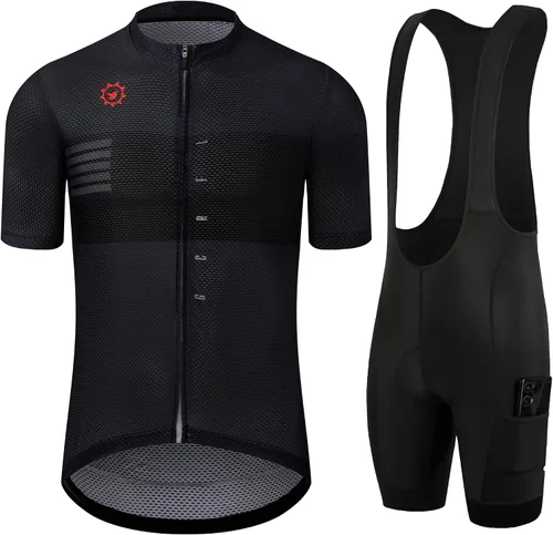 Miniatura 18 de GCRFL Conjunto de camiseta de ciclismo para hombre, camiseta ligera para ciclismo de carretera, pantalones cortos con bolsillos acolchados
