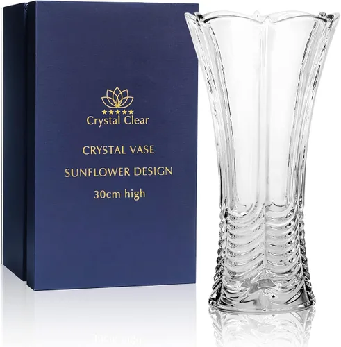 Miniatura 11 de CS - Jarrón de cristal de 12 pulgadas de alto, diseño de col, para flores y decoración. Bonita pieza brillante. Perfecto como regalo, adecuado