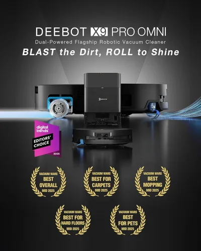 Miniatura 10 de ECOVACS DEEBOT X9 PRO Omni Robot Aspirador y Fregasuelos, 16,600Pa de succión potente, fregona OZMO con rodillo autolavable instantáneo, ZeroTangle