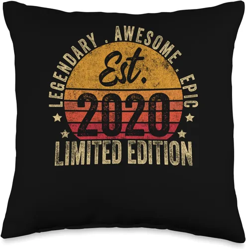 3rd Birthday Vintage 3 Year Old Est 2020 Limited Edition Throw Pillow