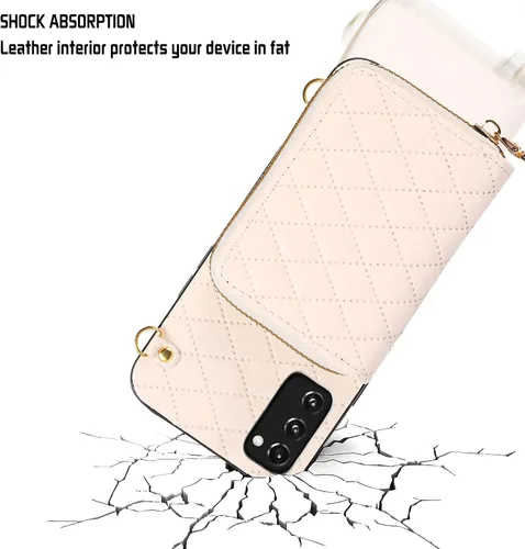 Miniatura 5 de Funda cartera desmontable con correa cruzada para Samsung Galaxy S20 FE 5G 6.5 pulgadas con cremallera, múltiples ranuras para tarjetas, soporte