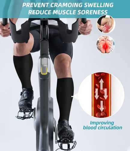 Miniatura 7 de FuelMeFoot Calcetines de compresión para mujeres y hombres, calcetines altos de apoyo graduado para enfermeras, viajes, atléticos